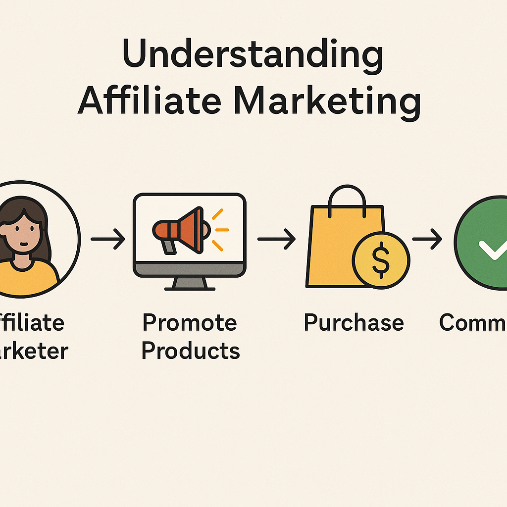 Digital illustration of a focused woman working on affiliate marketing at home, ideal for introverts pursuing online income.