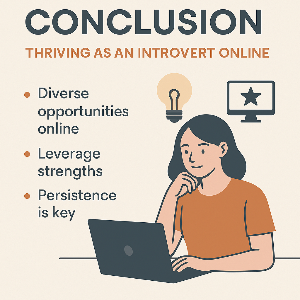 Flat illustration of a relaxed, faceless entrepreneur in a cozy workspace with graphs showing growth — symbolizing introvert success online.


