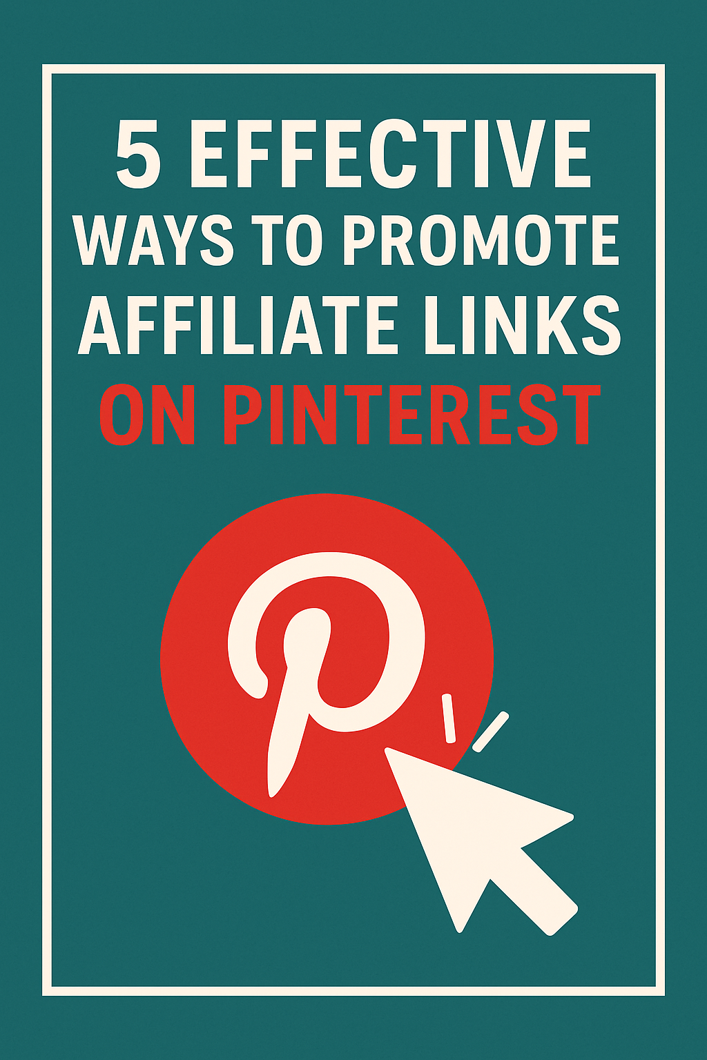 Bold title design featuring “5 Effective Ways to Promote Affiliate Links on Pinterest” with Pinterest logo and mouse click icon.